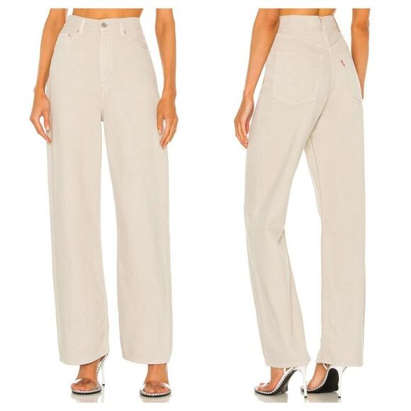 Levi's Premium High Waisted High Loose Baggy Jeans in Light Grey Women's 24 - Picture 1 of 9